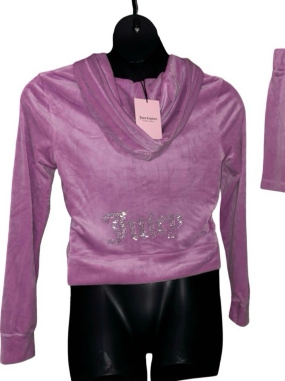 JUICY COUTURE BLING PURPLE DEWBERRY RHINESTONE VELOUR TRACKSUIT HOODIE NWT